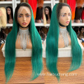 Top Quality transparent HD 360 lace frontal wigs for black women ombre 1b green middle part lace front human hair wigs 30 inch